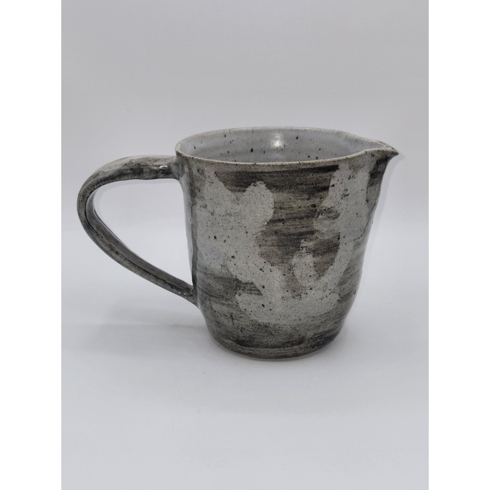 Studio‎ Pottery Pitcher Gray Speckled Stoneware Creamer Hand Thrown Signed